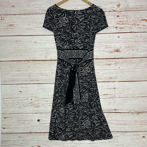 BCBGMaxAzria Watercolor Print Jersey Dress in Black/Gray Sz L - Picture 5 of 11